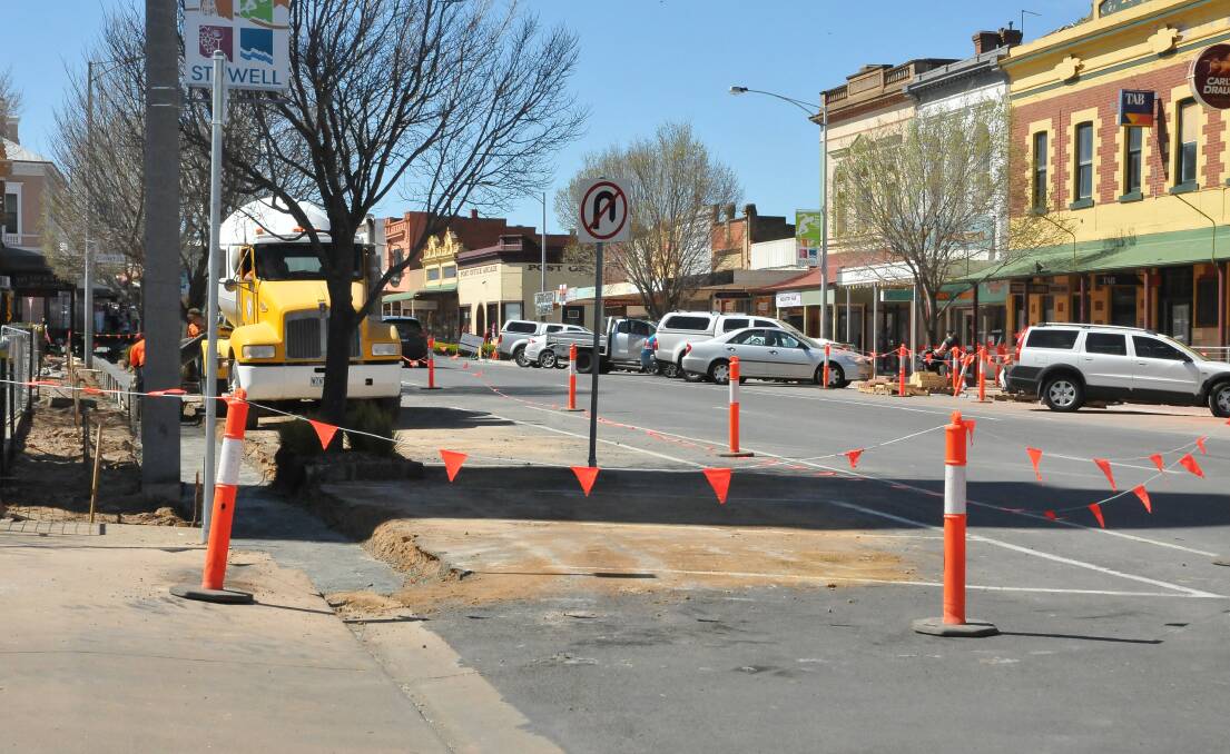 STREETSCAPE: Stawell's Main Street works are still continuing. Picture: CASSANDRA LANGLEY