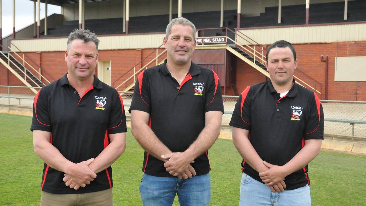APPOINTED: Stawell Warriors reserves co coaches Shane Bibby and Charlie Driscoll with Tim Williams (centre) are excited for the new season. Picture: CASSANDRA LANGLEY