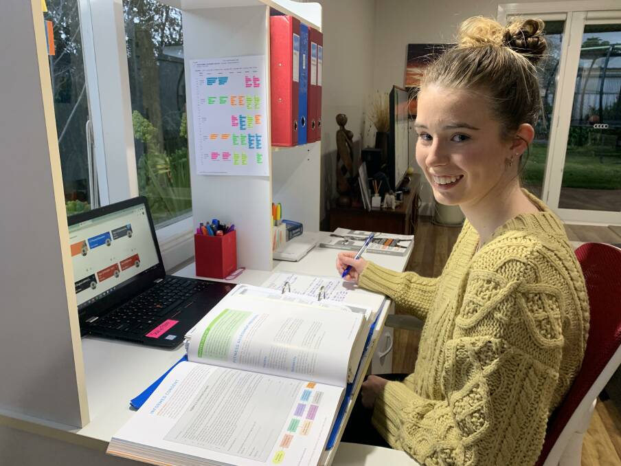 REMOTE LEARNING: Stawell Secondary College year 12 student Neve O'Shannessy is in her second round of remote learning. Picture: CONTRIBUTED