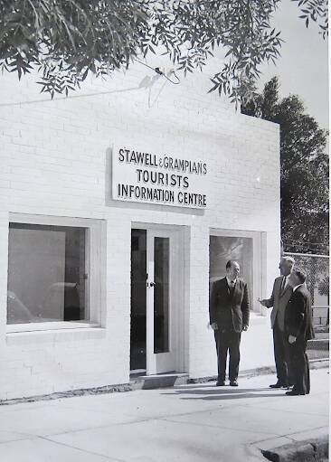 LOOK BACK: New Tourism Office, Central Park 1968, First Tourism Officer in Country Victoria Ian McCann (on left) with Keith Lawson (Mayor) and Eric Gilmartin (Grampians Tourism Officer).
