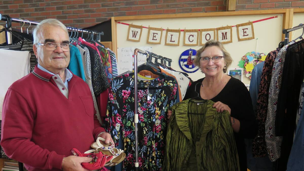 GETTING READY: Kay and Peter Evans preparing for the Pop Up Shop on Saturday. Picture: CONTRIBUTED