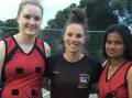 NEW UNIFORM: Stawell Warriors' netballers Ebony Summers, Courtney McIlvride and Vanilla Ika show off their new uniform. Picture: CONTRIBUTED