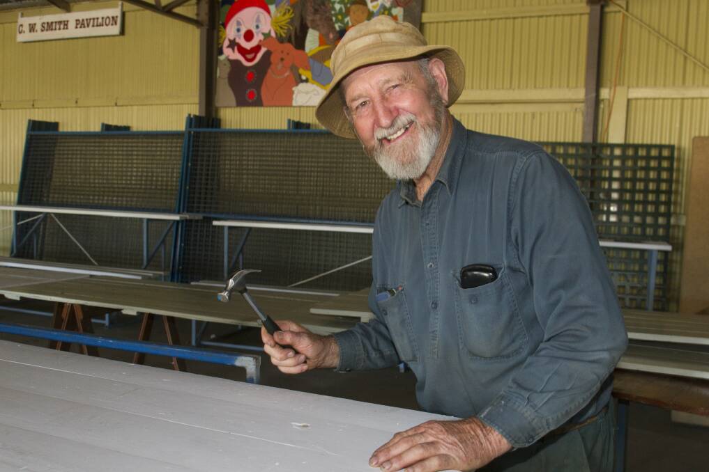 WORKING HARD: Stawell Agricultural Society's George Holden is putting the last touches on the venue before the Saturday's Stawell Show. Pictures: PETER PICKERING