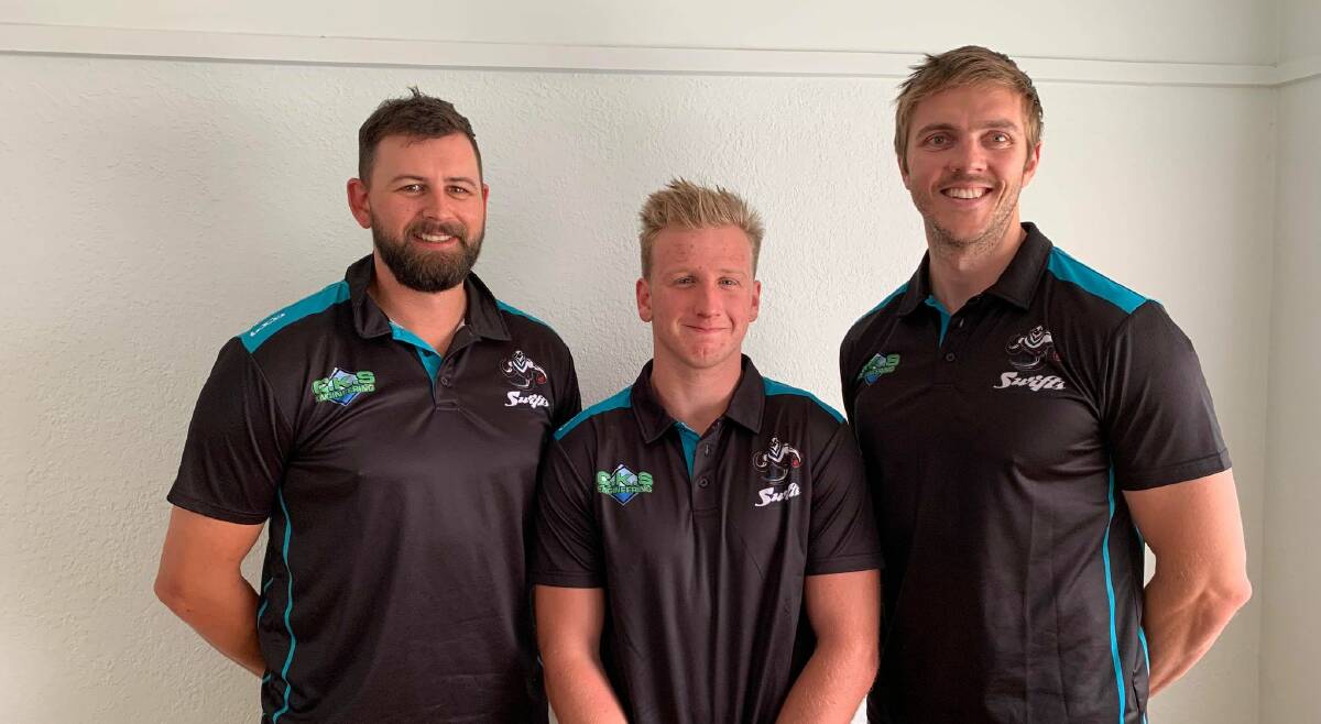 NEW RECRUIT: Swifts assistant coach Ben Martin, new player Ben Davis and senior coach Brett Hargreaves are looking forward to the new season. Picture: CONTRIBUTED