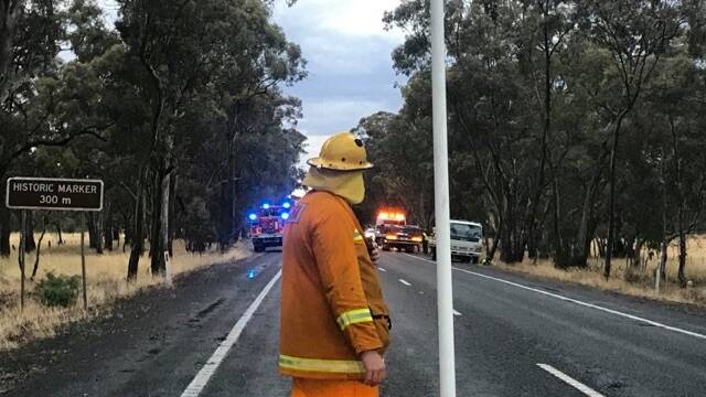 DELAYS: There were delays on the Western Highway on Friday evening as emergency crews worked to clear the highway after the storm. Picture: CASSANDRA LANGLEY