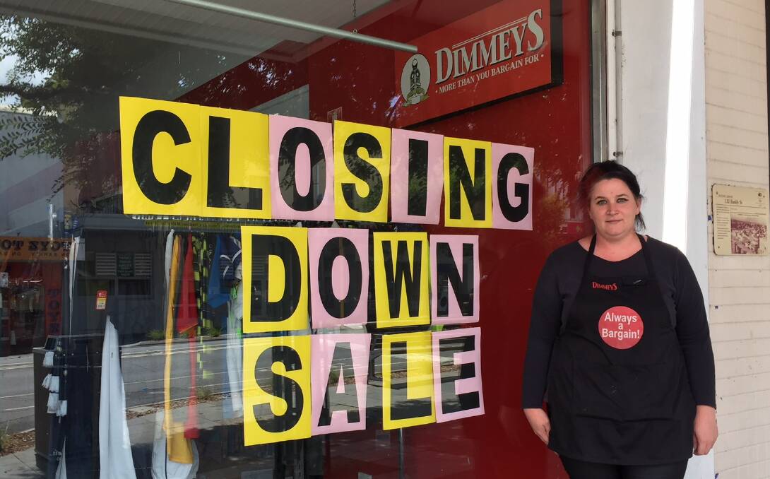 DISAPPOINTED: Ararat Dimmeys' manager Lisa Townsend reluctantly put up a closing down sign earlier in the week. 