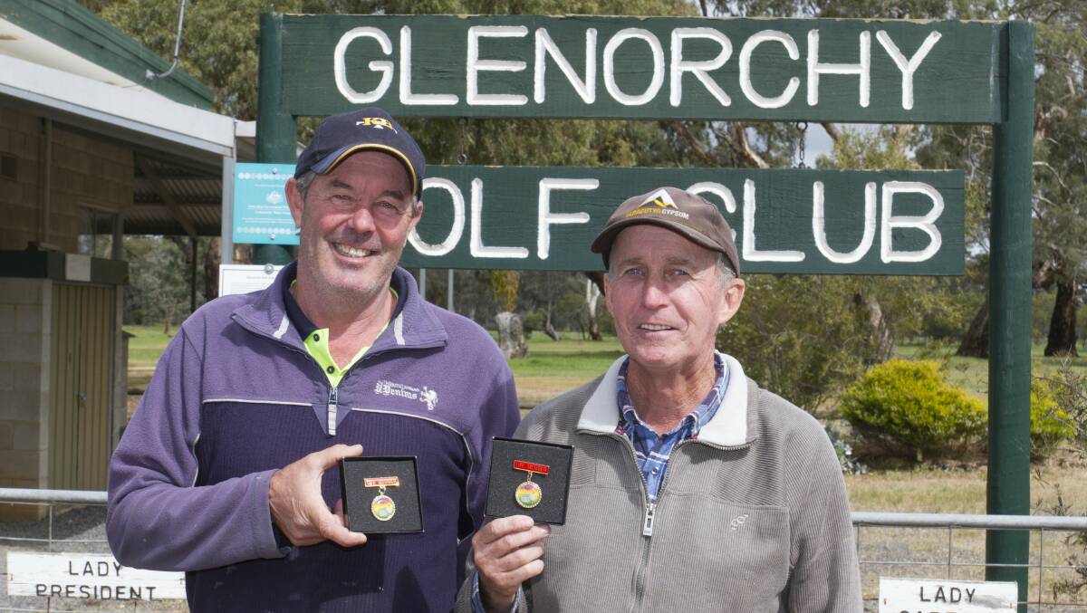 RECOGNITION: Glenorchy Golf Club's Colin Hyslop and Tony Hunt were awarded life membership. Picture: PETER PICKERING
