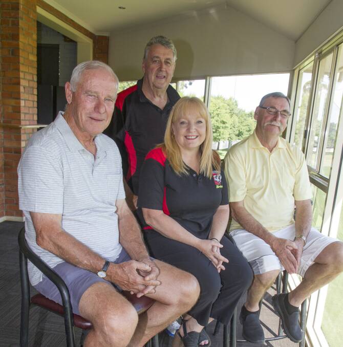THANKFUL: Terry Croton, Murray Emerson, Debbie Bach and Ian Bigmore reflect on John's Blay contributions to the Warriors' clubrooms. Picture: PETER PICKERING