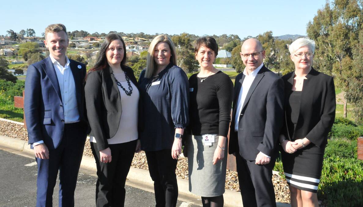 ANNOUCEMENT: Rhys Duncan, Ceri Hugo, Libby Fifis, Robyn Wilson, Ian Martin, Kate Pryde form the new management team at Stawell Regional Health. Picture: CASSANDRA LANGLEY
