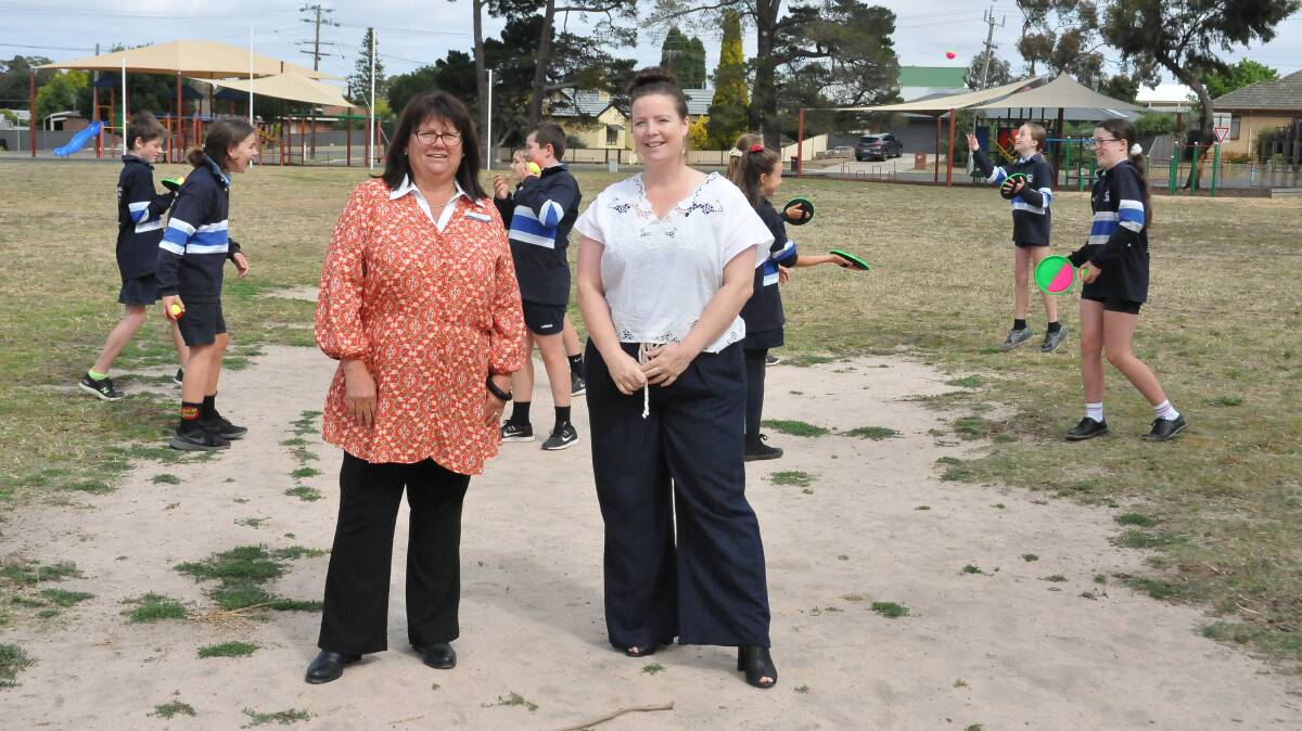 NEW OVAL: 502 principal Robyn Jones and art teacher Amelia Kingston are looking forward to the upgrades. Picture: CASSANDRA LANGLEY
