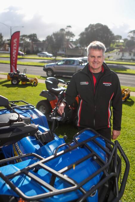 SELLING OUT: Roe Motorcycle and Mower dealer principal David Reinheimer with a quad bike, farmers are buying multiple bikes and storing them in the shed. Picture: Morgan Hancock