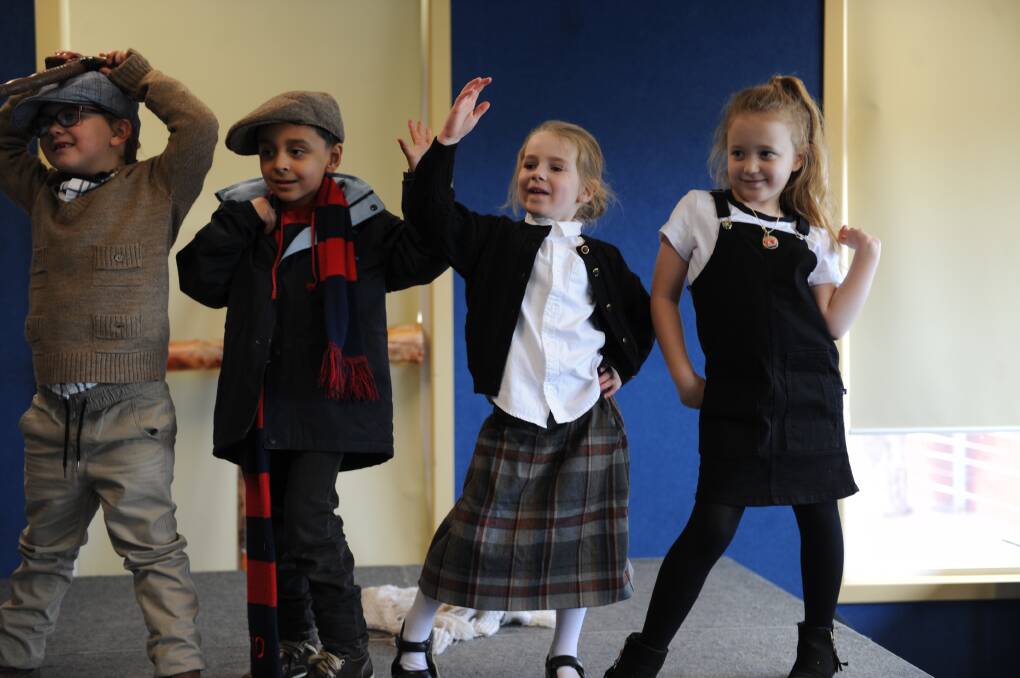 St Mary's Primary School students dressed up as if they were 100-years-old