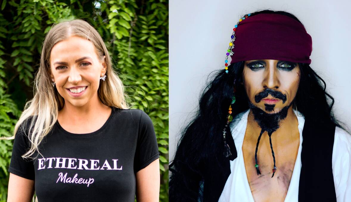 CREATIVE PRACTICE: Jaz Carter of Horsham has turned a passion for painting into a make up business and has transformed herself into characters including Captain Jack Sparrow. Pictures: CONTRIBUTED