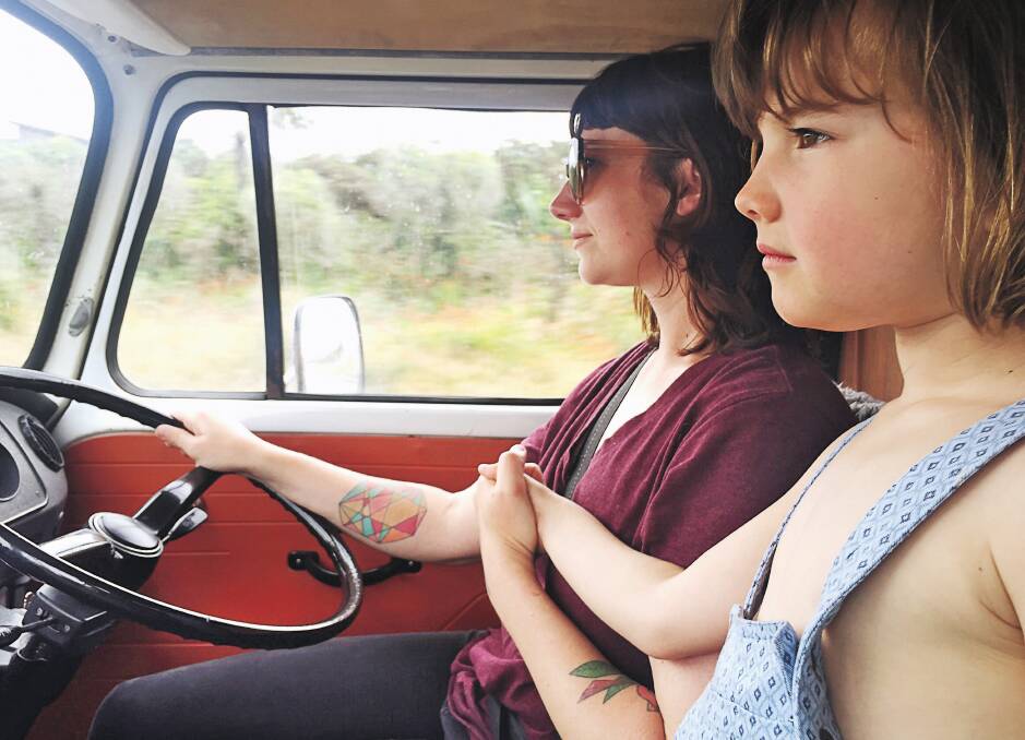 Kate Berry and her youngest daughter Pepper hit the road. Picture: Maya 