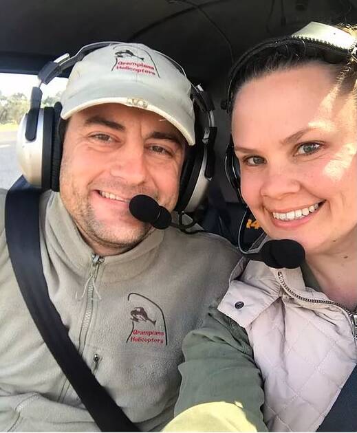 GROUNDED: Justin Neofitou and partner Justine have run Grampians Helicopters for the past five years. Mr Neofitou is now forced to clean toilets just to make a living, despite the Grampians region having reopened to regional tourism. Pictures: Grampians Helicopters/Grampians Tourism