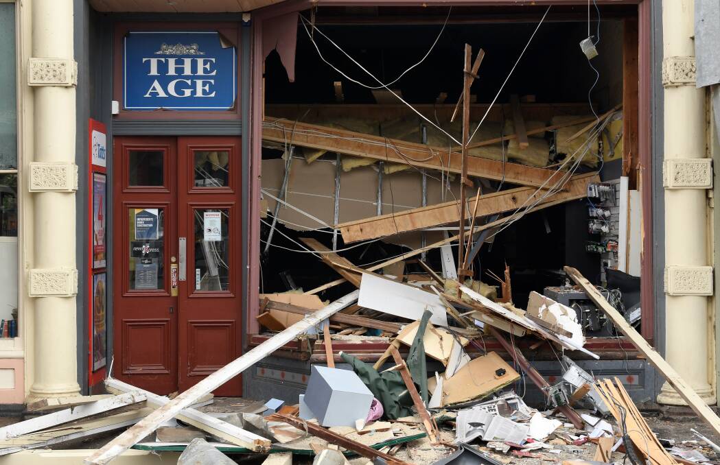 The devastation after an attempted ATM theft in Clunes at the weekend.