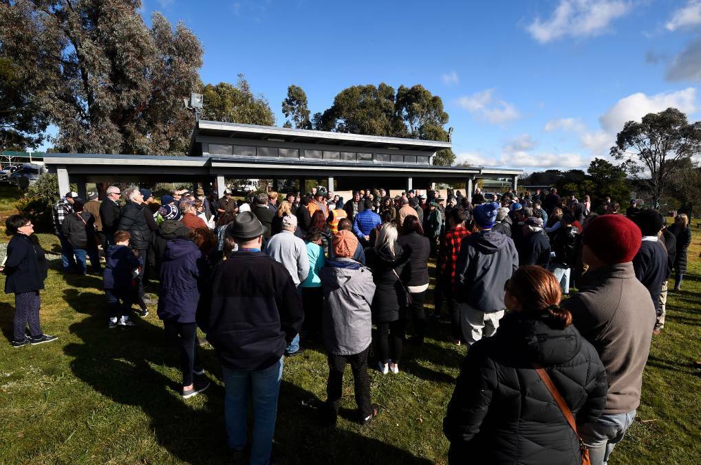 A crowd of concerned residents met at Myrniong on Saturday. Photo: Adam Trafford
