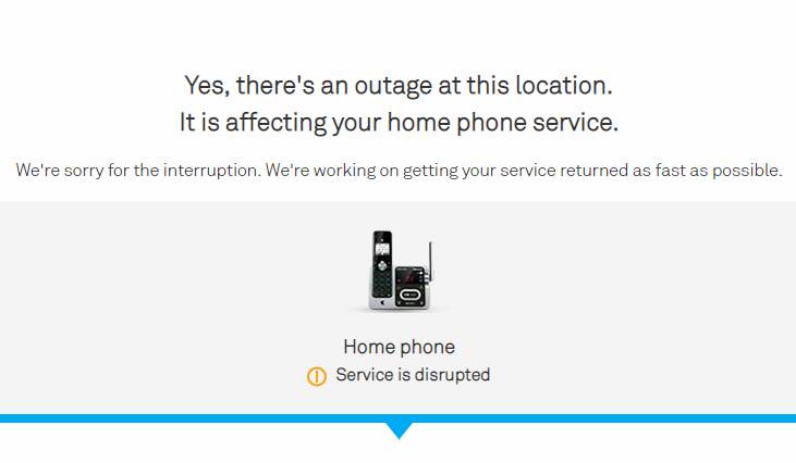 Outage message on Telstra's website.