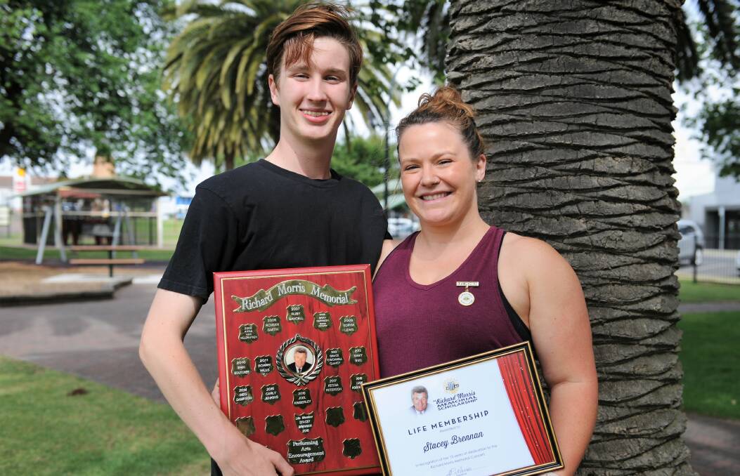 Richard Morris scholarship 2018 recipient Liam Robertson and the concert's first Life Member Stacey Brennan.