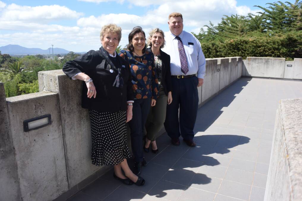 SOLAR POWERED: Ararat Rural City Council mayor Gwenda Allgood, Energy Minister Lily D'Ambrosio, Labor candidate for Ripon Sarah De Santis, and Ararat Council chief executive officer Dr Tim Harrison will work to conduct energy emissions audits of key council-owned buildings.