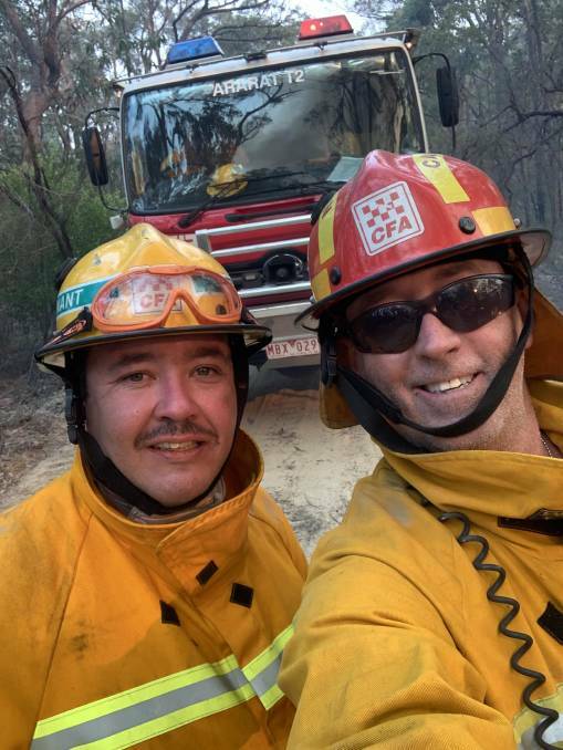 Stawell Fire Brigade members Chris Legassic and captain Grant Wells. Picture: CONTRIBUTED. 