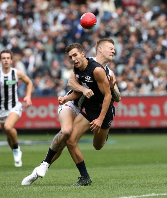 Tom Williamson against Collingwood this year. Picture: AAP Image/Hamish Blair