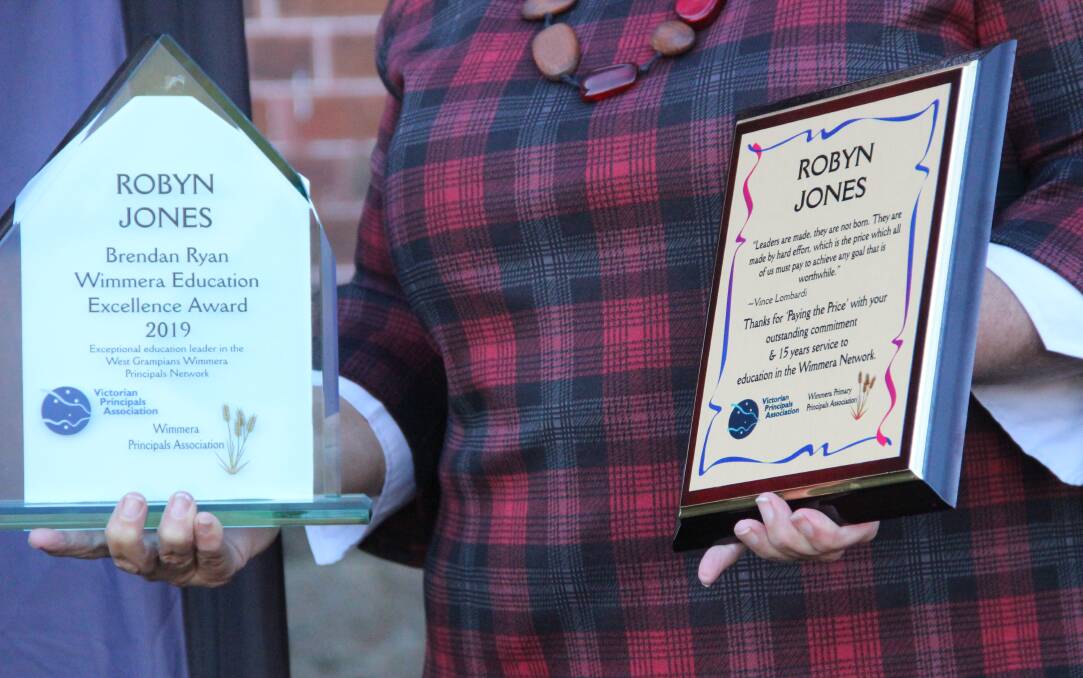 Robyn Jones with her two principal awards. Picture: LACHLAN WILLIAMS