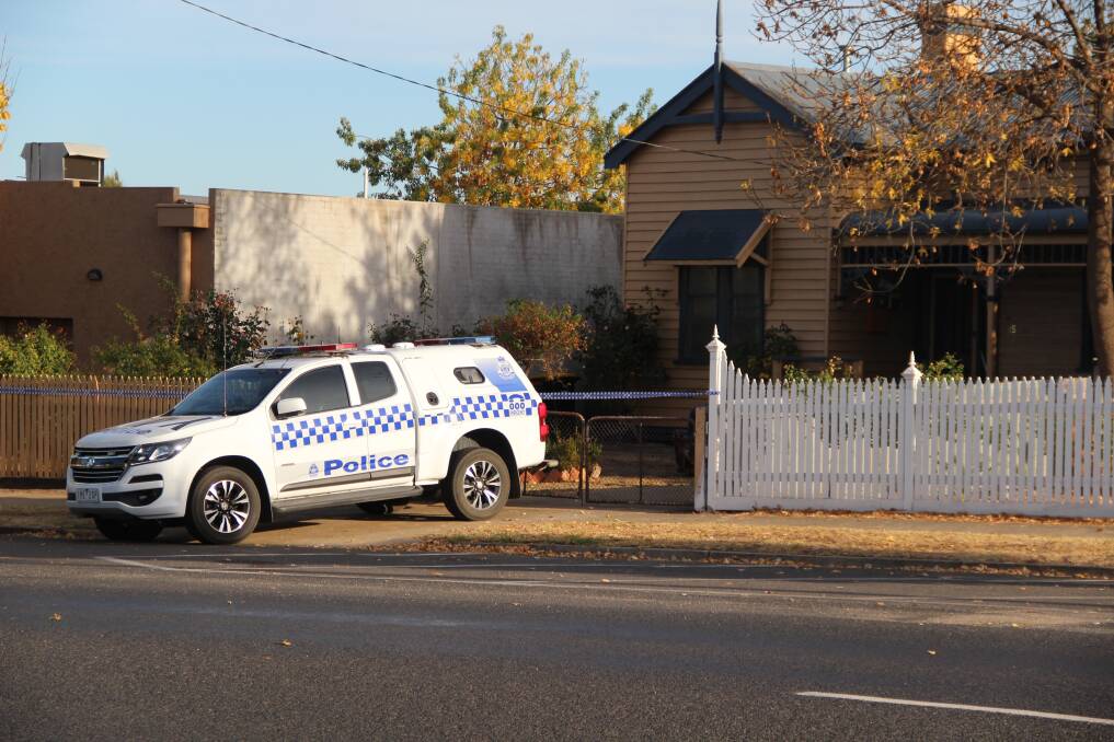 Police at the scene. Picture: LACHLAN WILLIAMS