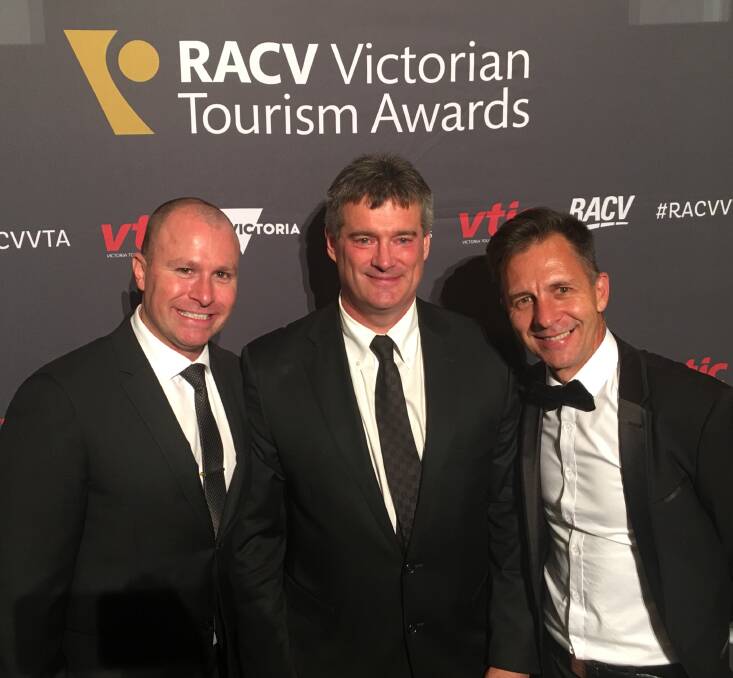 Parks Victoria tourism and visitor experience director Brett Ince, Parks Victoria CEO Matthew Jackson and Grampians Tourism CEO Marc Sleeman.