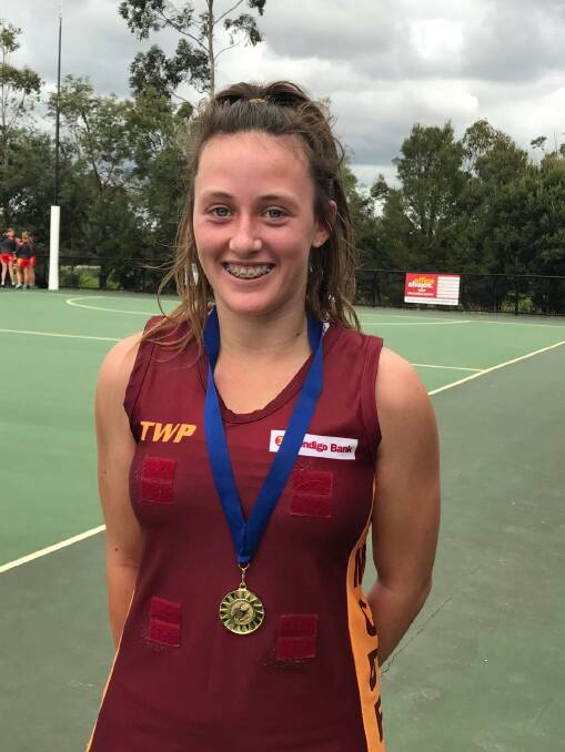 TALENTED: Navarre netballer Sophie Bibby was awarded the Simone Mitchell Memorial Medal for her best on court performance in the MCDFNL's under-17 netball loss.