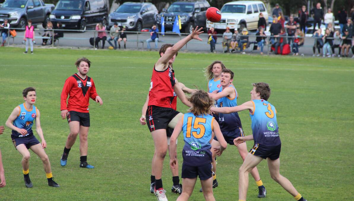 TAP DOWN: Stawell under-17 footballer Aiden Graveson will hope to lead his side to a preliminary final win over Horsham on Sunday. Picture: LACHLAN WILLIAMS