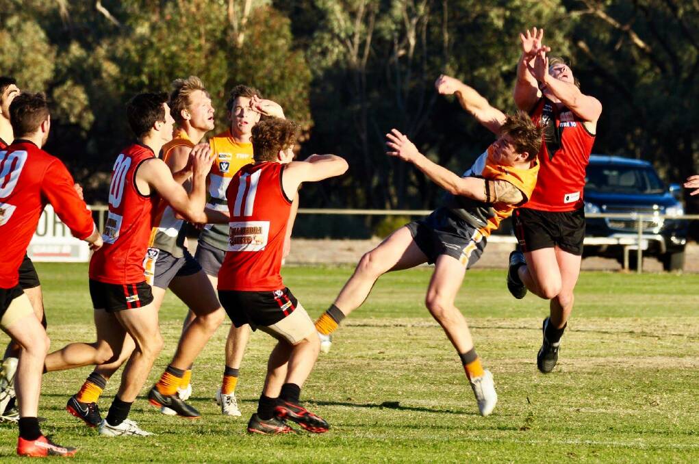 CARNAGE: It was a tough day for Stawell when they met with the Giants in round six, losing by 71 points. Picture: Georgia Hallam.