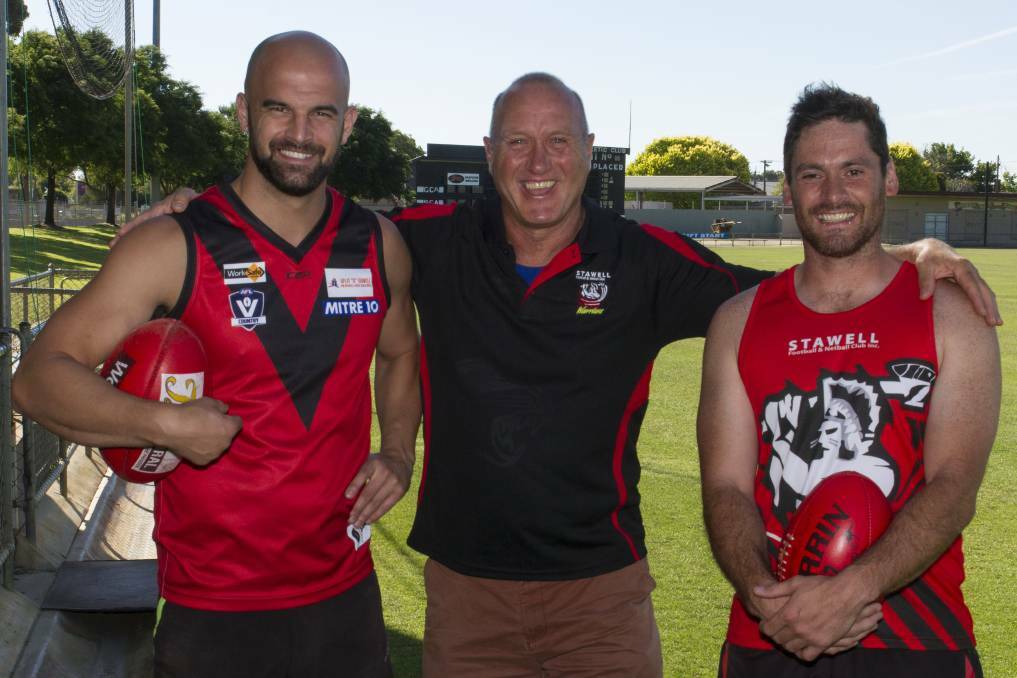 New recruit Jack Anthony with Colin Macaffer and assistant coach and co-captain Damian Joiner. Picture: Peter Pickering.