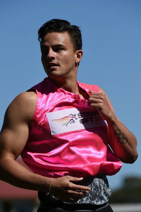RELAXED: United States number one 110m hurdler and OIympic finalist Devon Allen has enjoyed his first time at the Stawell Gift. Picture: Lachlan Bence