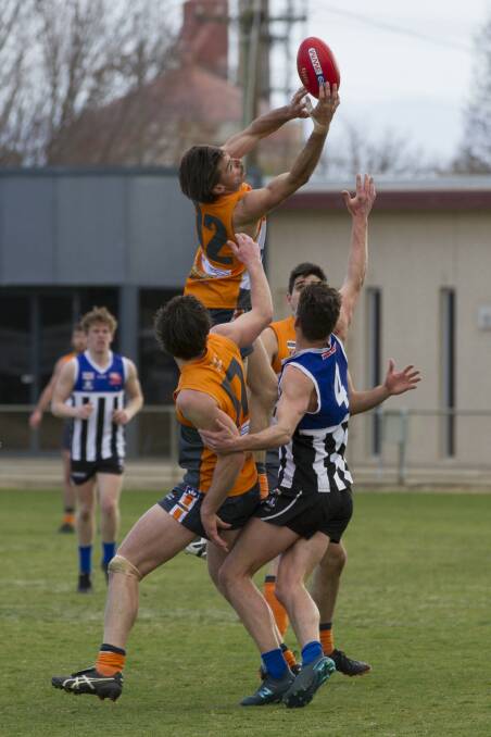 Weddell leaps highest in the Wimmera league semi-final this season. Picture: PETER PICKERING