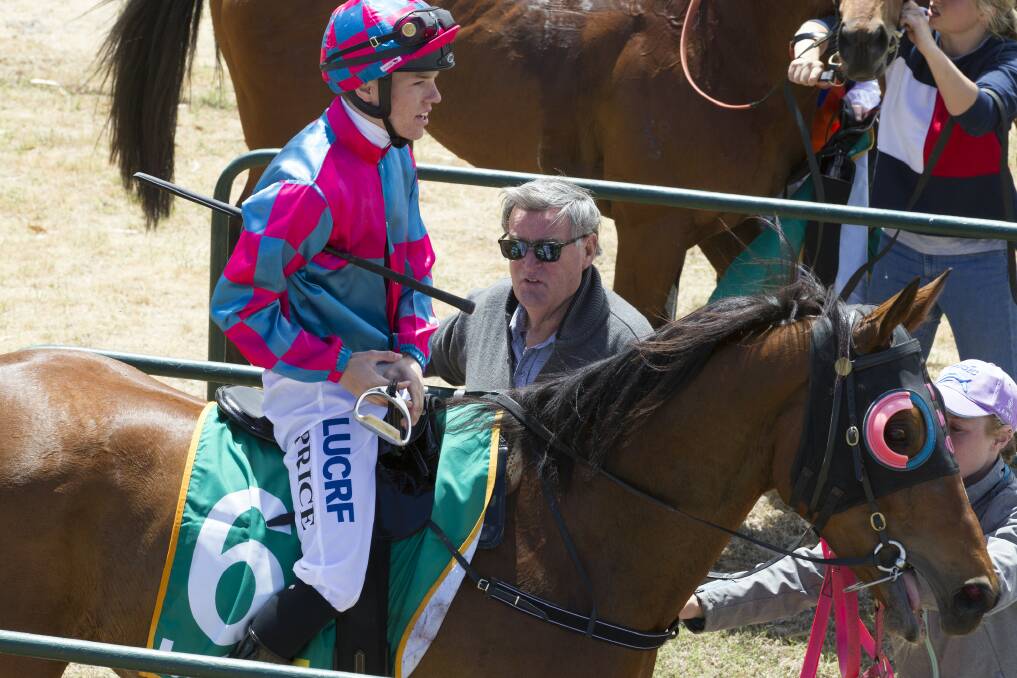 Terry O'Sullivan greets Will Price on Salt of the Earth after race one at the 2019 St Arnaud Cup. Picture: PETER PICKERING