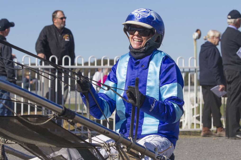 SUPERSTAR: Kerryn Manning, pictured at the Ballarat Pacing Club earlier this year, celebrated her 4000th career win. Picture: ADAM TRAFFORD/BALLARAT COURIER
