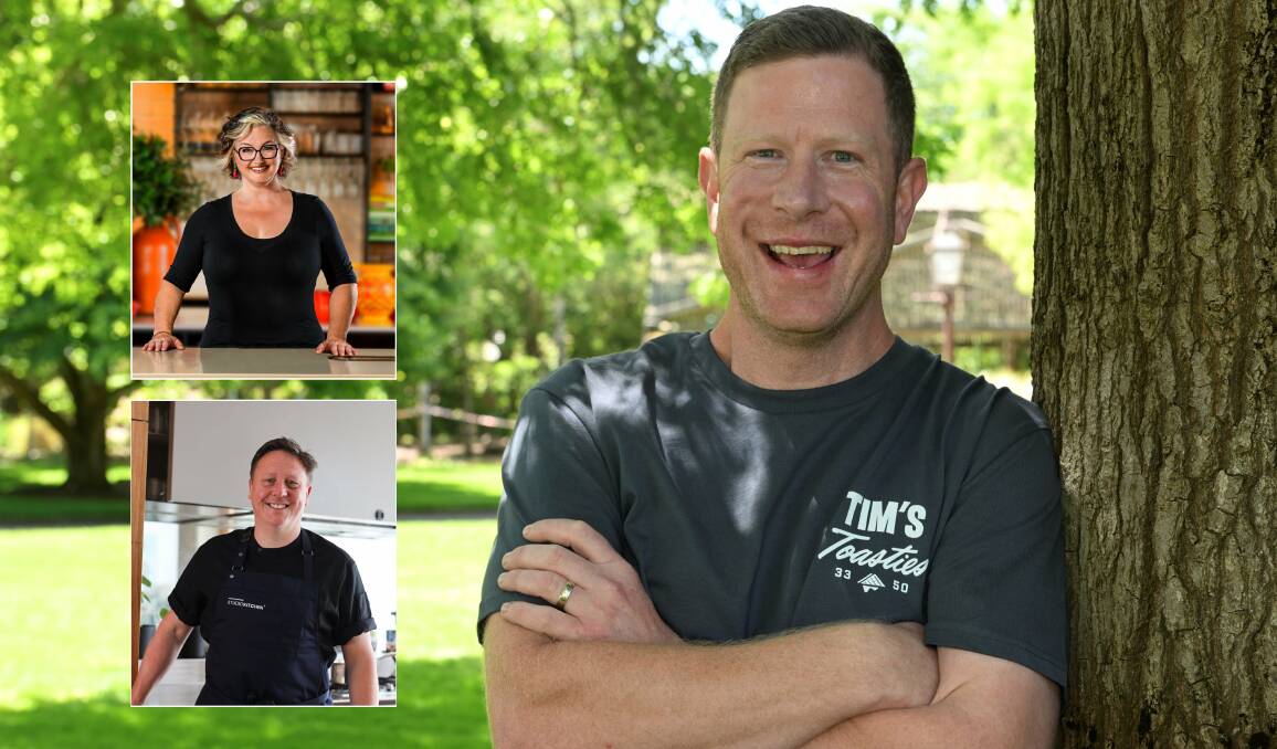 Masterchef alumni Tim Bone and Julie Goodwin (inset), and dessert king Darren Purchese (inset) will be part of Sovereign Hill's Heritage Harvest Festival in May. 