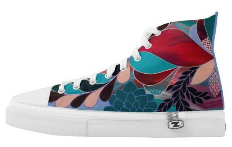 FLAIR: Artist Rebecca Warr's design featuring on a canvas boot. Picture: Supplied 