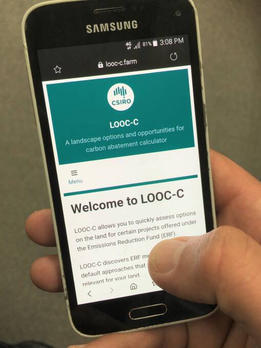 NEW TECH: The LOOC-C app gives farmers detailed assessments of how their land and farming practices could be eligible for rebates under the government's Climate Solutions Fund. Picture: Supplied