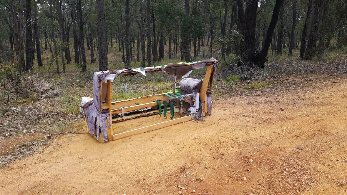 DUMPED: This couch frame was recently left in the Stawell Ironbarks and prompted action to clean up the area near Stawell.  