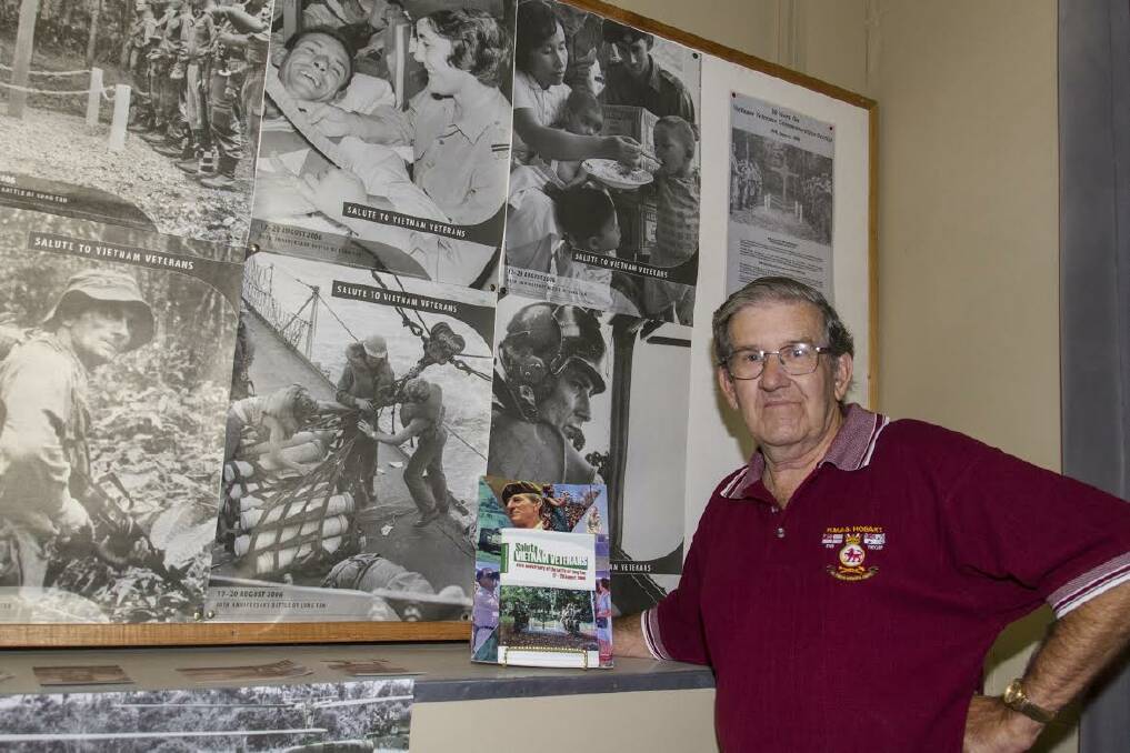 HISTORY: Des Leonard reflects on his experience in Vietnam inside a room  at the Stawell RSL dedicated to war memorabilia. Picture: Peter Pickering 