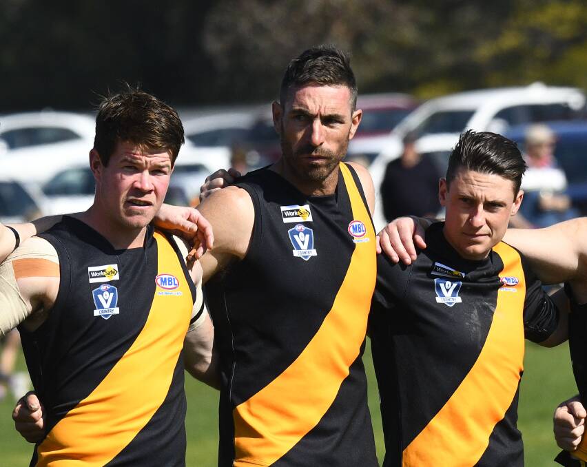 Jacob Schaper, right, has signed on at Dimboola from the Sea Lake Nandaly Tigers. Picture: NONI HYETT/BENDIGO ADVERTISER