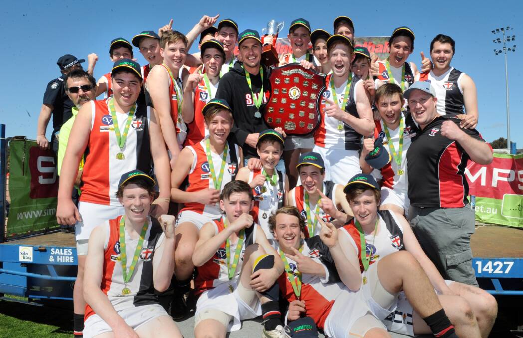 The under-17s celebrate a premiership in 2014. It is the only football premiership in the Saints decade.