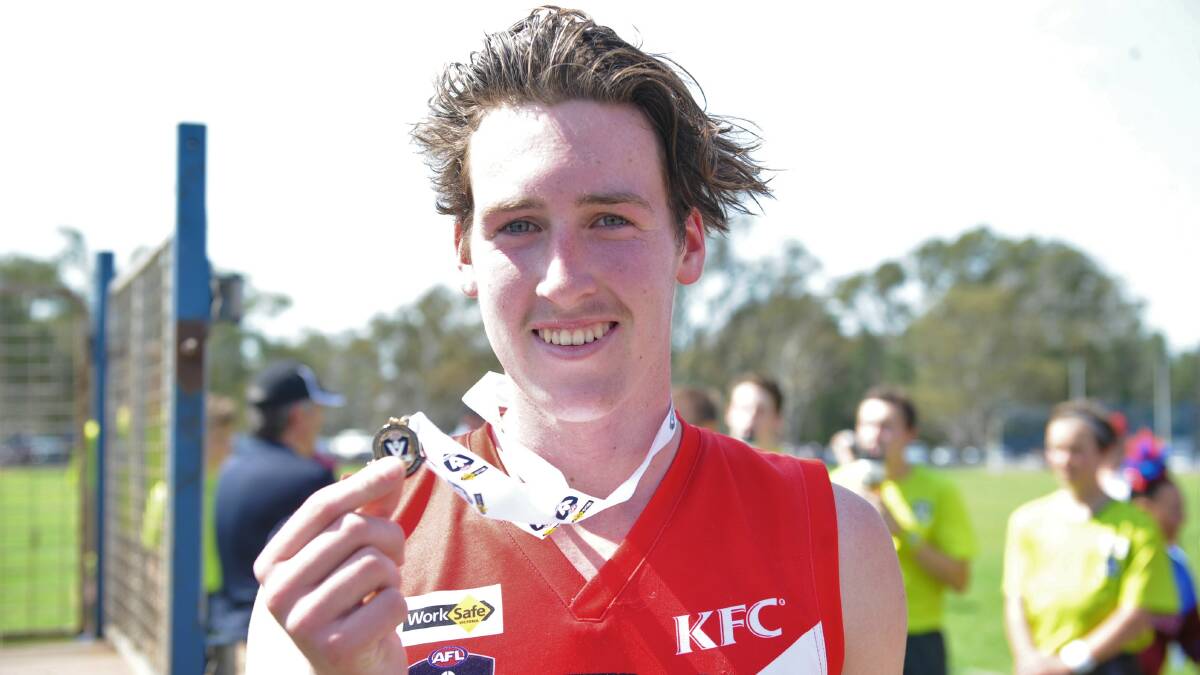 Baydn Cosgriff was named best on ground for Ararat in the under-17s Wimmera Football League grand final last season. He will feature in the junior exhibition match. Picture: ELIJAH MACCHIA