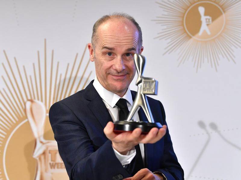 Tom Gleisner with one of two Logies Have You Been Paying Attention won on Sunday night.