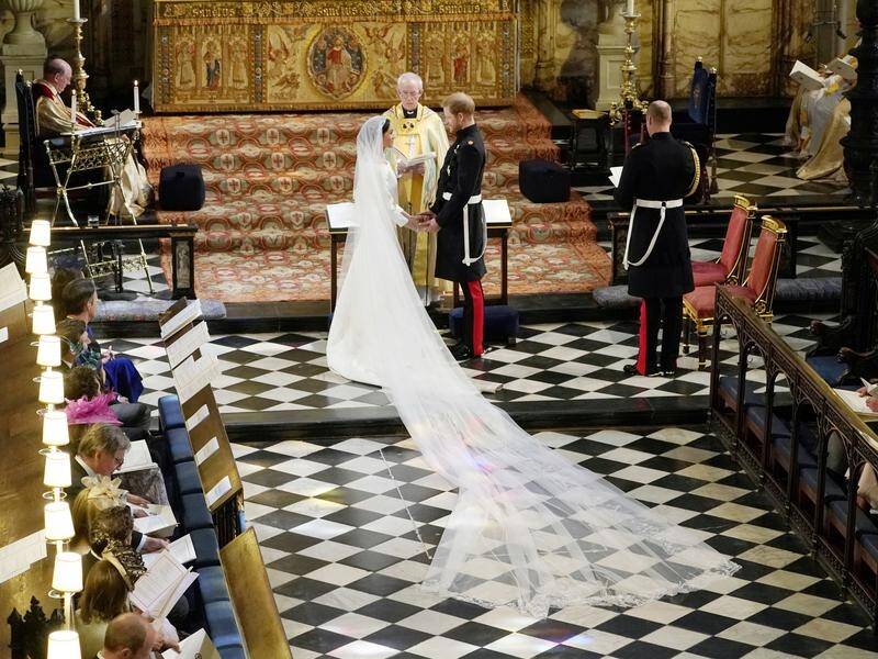 The inside of St George's chapel was filled with happiness for the royal wedding.