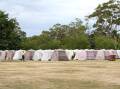 A base camp has been set up at Ballarat for crews and volunteers preparing to fight bushfires. (Con Chronis/AAP PHOTOS)