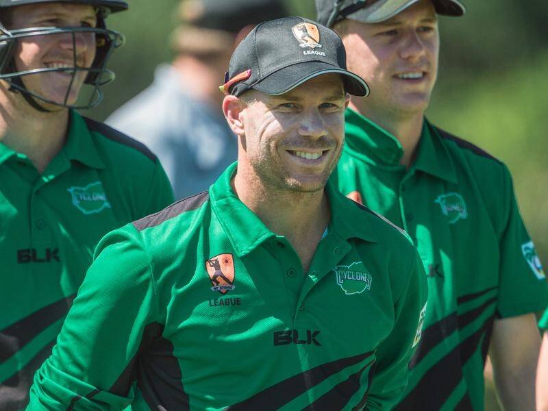Suspended batsman David Warner has made his return to Australian competitive cricket in Darwin.