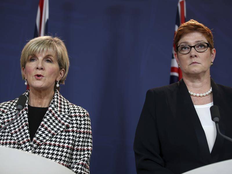 Foreign Minister Julie Bishop and Defense Minister Marise Payne are in the UK for talks.